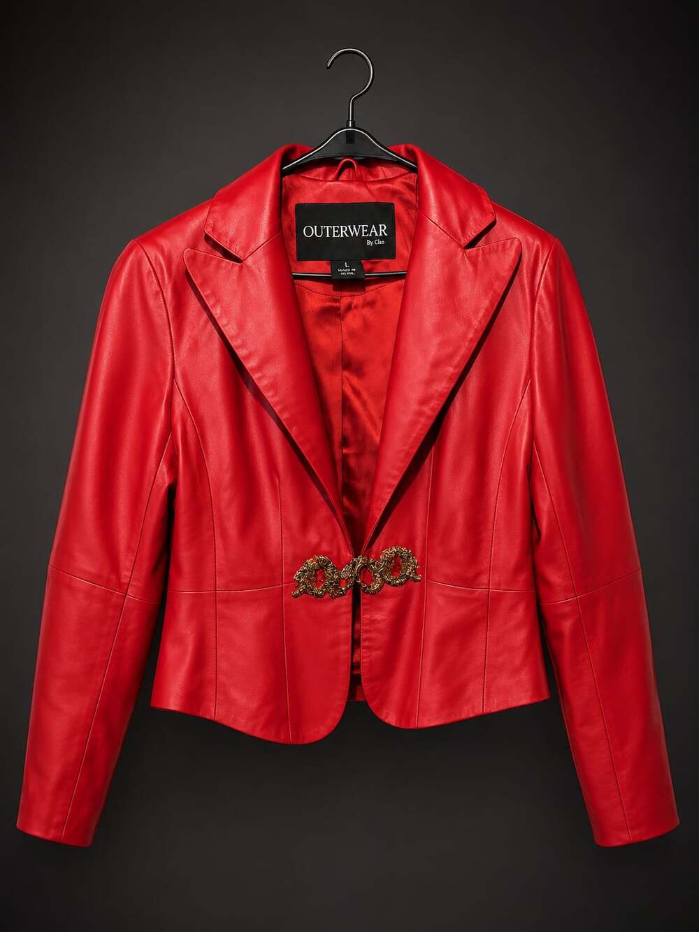 Outerwear By Lisa Red Leather Blazer Jacket Size L